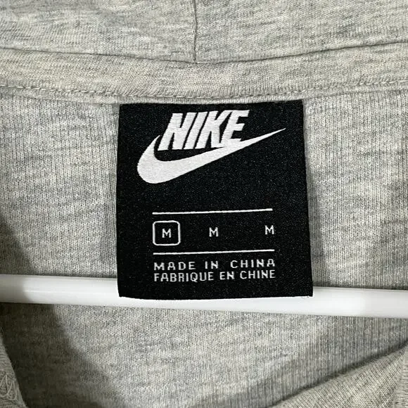 Nike NSW Cropped Ribbed Pullover Hoodie Womens Size Medium Gray Knit - Picture 6 of 10